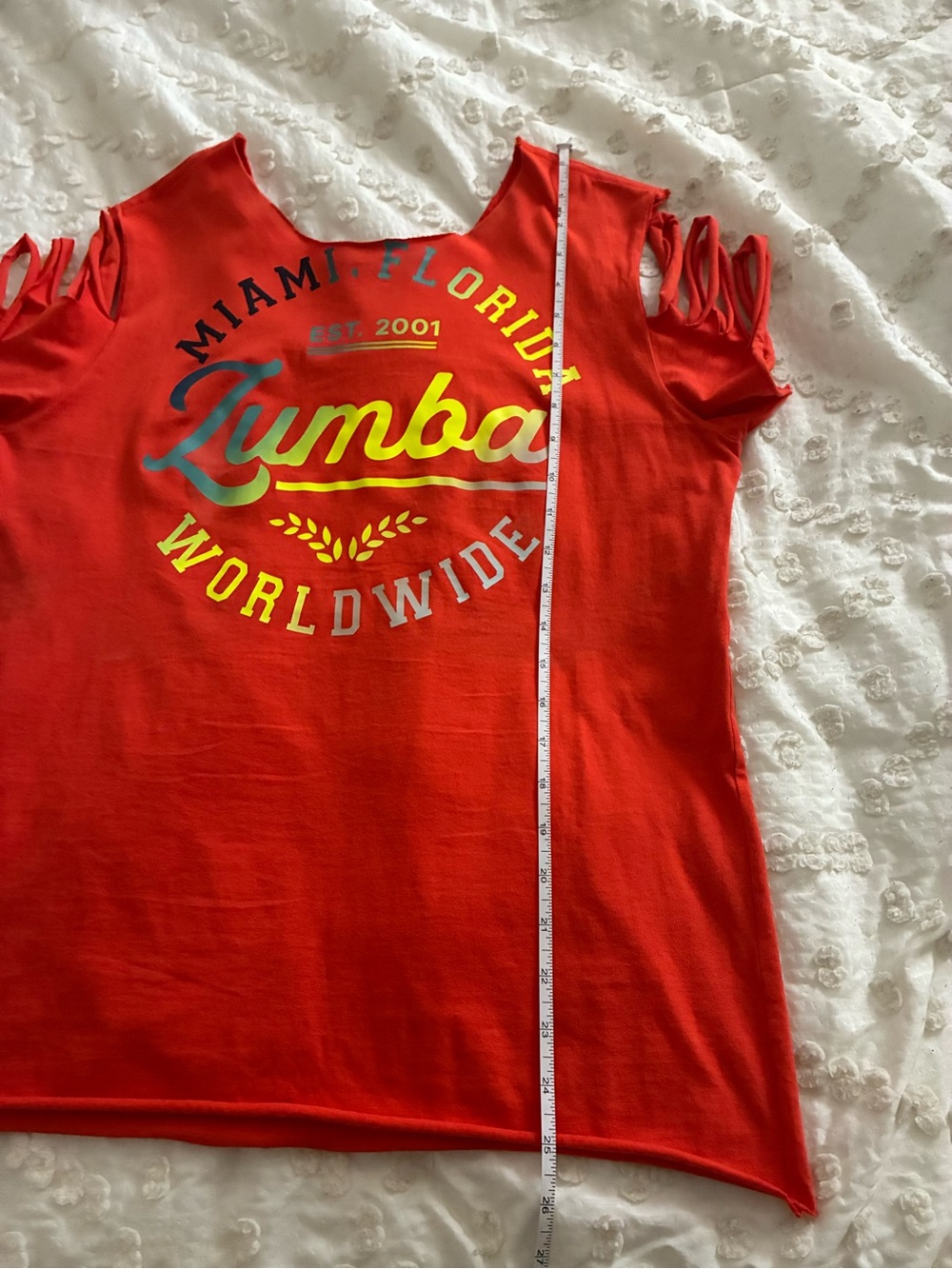 Zumba Orange Cold-Shoulder Logo Tee with Multicolor Print - Picture 11 of 12